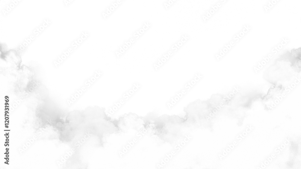 Cloudy border with realistic white fluffy clouds on transparent png background for overlays, atmospheric effects, and creative editing in design projects
