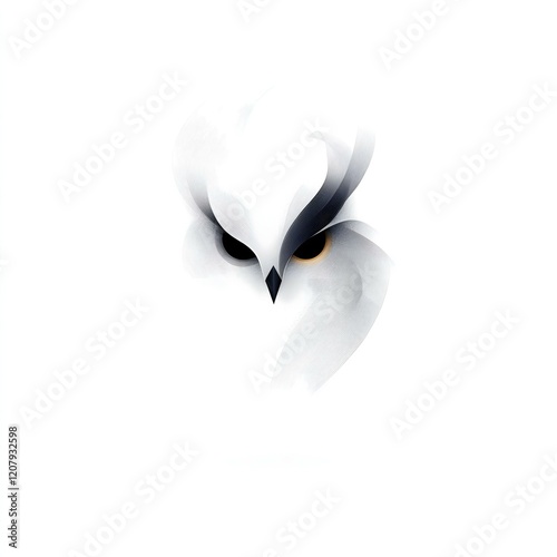 Portrait minimaliste gris et noir d'un hibou pour un logo photo