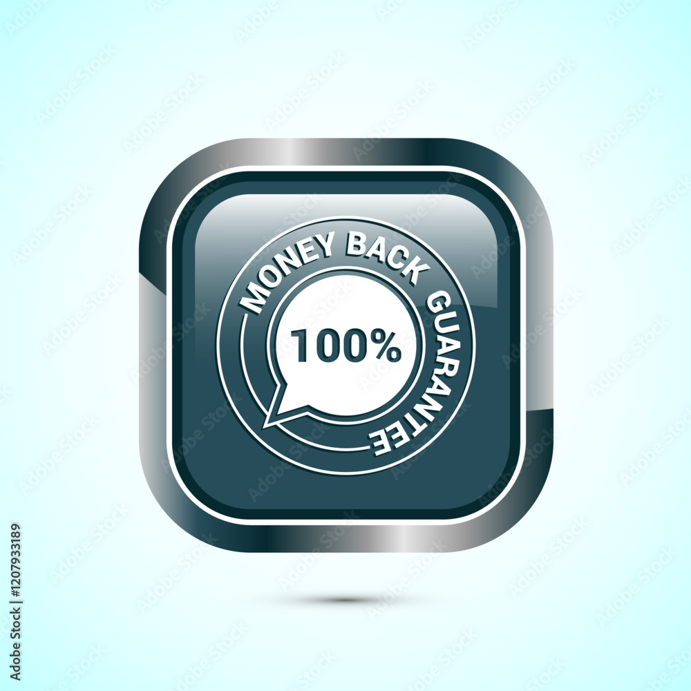 Fototapeta premium Money back guarantee icon design illustration. Money back guarantee badge and label. Gray color square button design