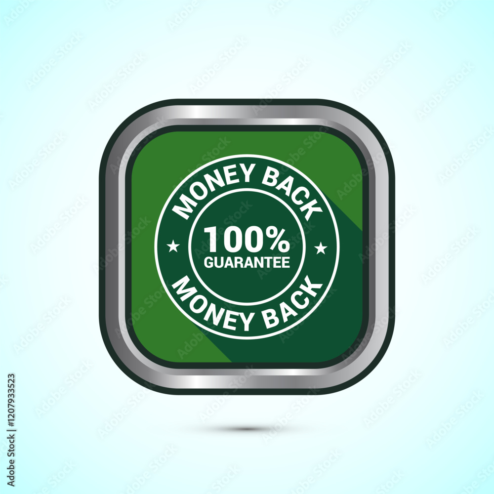 Fototapeta premium Money back guarantee icon design illustration. Money back guarantee badge and label. Green shadow button design