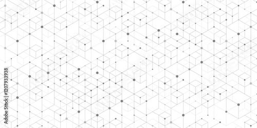 Hexagonal digital abstract background. Technology concept with lines, dots and hexagons for poster, flyer, banner, header, footer, presentation
