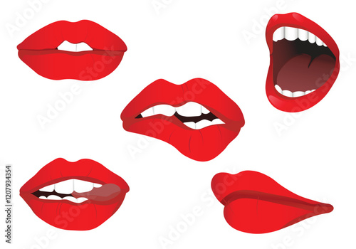 Set of realistic female lips