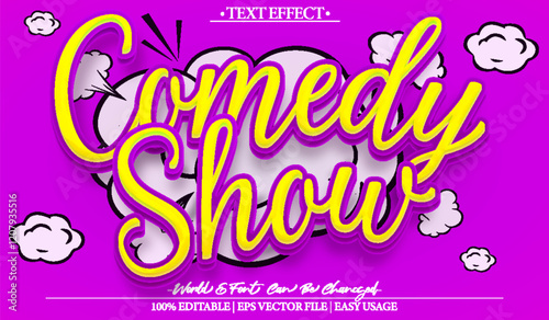 Comedy Show  Vector Text Effect Editable Alphabet Concert Standup Comedian Musical Cartoon Laugh Red