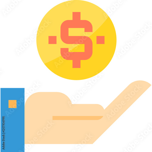 Hand Receiving Dollar Coin Icon