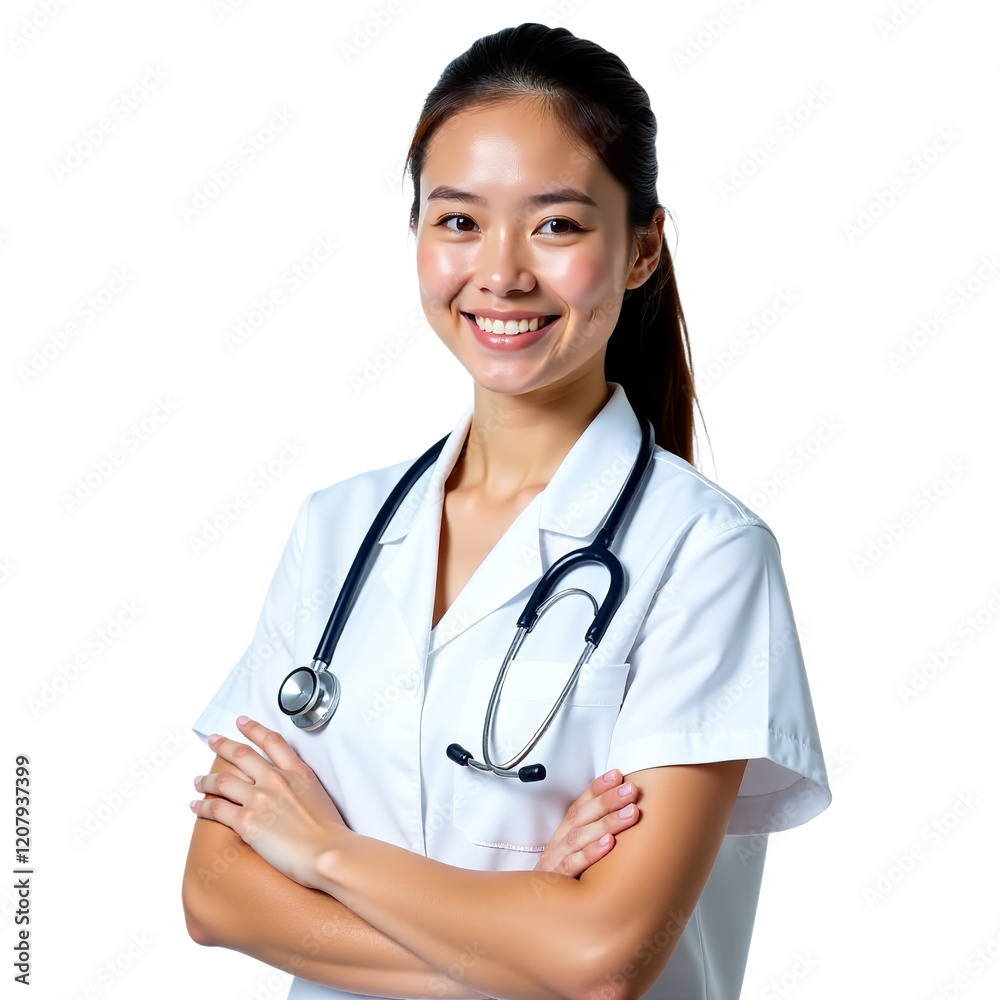 Close-Up of Young man with Stethoscope, Warm Smile, White Transparent Background Close-Up of Young man with Stethoscope, Warm Smile, White Transparent Background