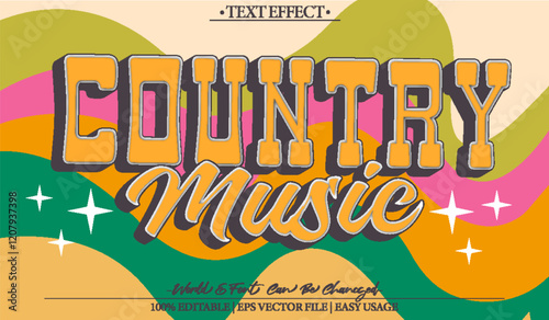 Country Music Vector Text Effect Editable Alphabet Musical Dance Vintage Sound Melody