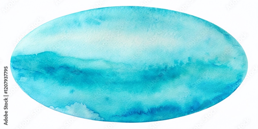 Obraz premium Tilt-Shift Oval, Light Blue Watercolor, Hand Drawn, Textured