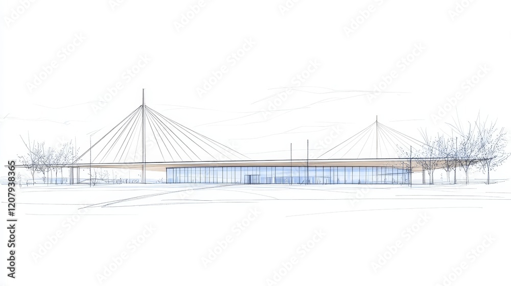Modern Bridge Structure Architectural Design Sketch Modern Bridge Structure Architectural Design Sketch