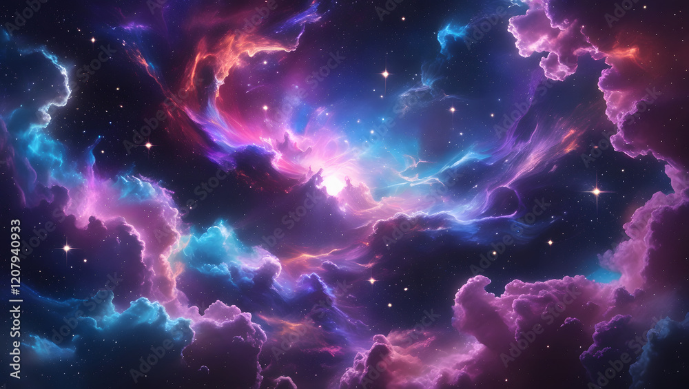 Fototapeta premium space background with nebula and stars, environment map. HDRI spherical panorama