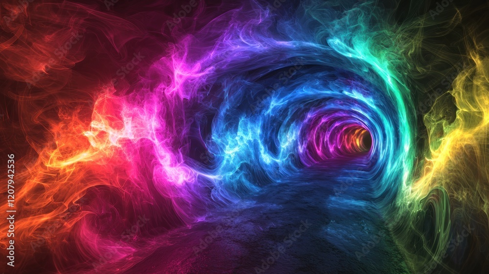 Fototapeta premium Rainbow Tunnel of Vibrant Energy and Mystical Colors