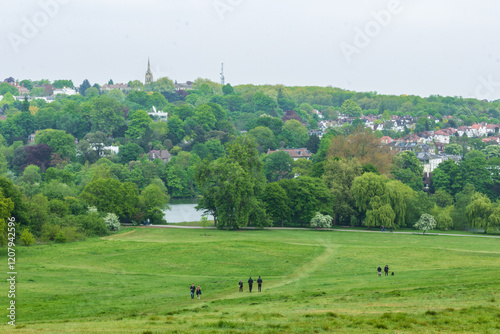 Scenic Landscape of Hampstead Heath Overlooking Nearby Residences