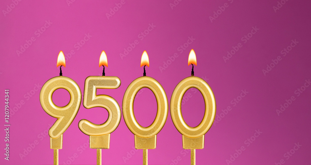 Candles form the number 9500 - Number of followers. Candles form the number 9500 - Number of followers.