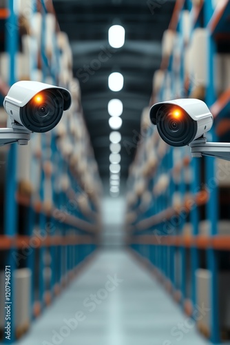 Warehouse security cameras monitoring.