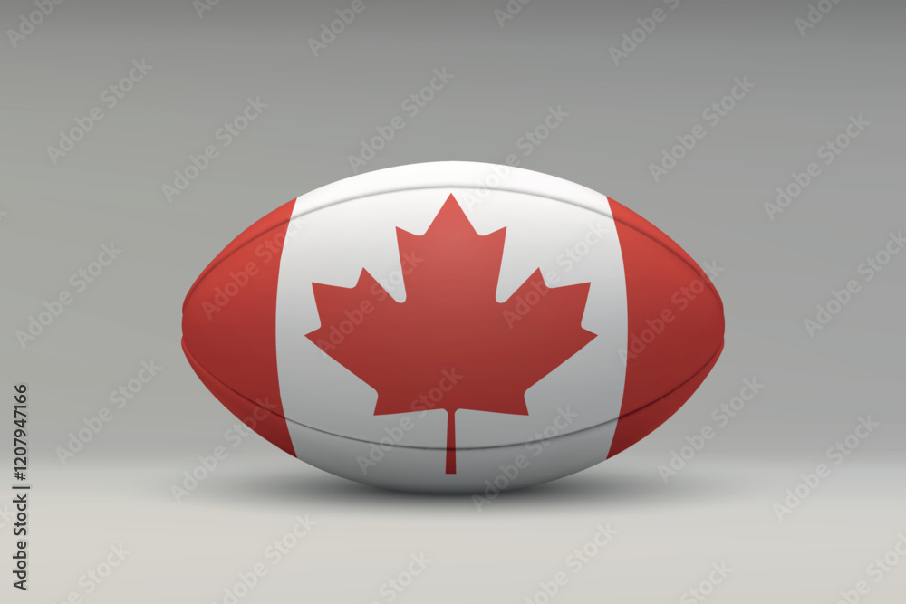 Fototapeta premium Canada Rugby Ball with National Flag Design