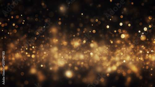 Elegant Dark Gold and Black Glitter Vintage Lights Background, Soft Focus Ambiance.