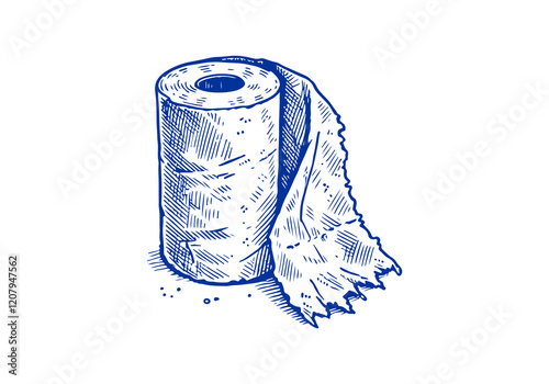 Paper Towel Waste Hand Drawn Sketch Illustration Vector Isolated