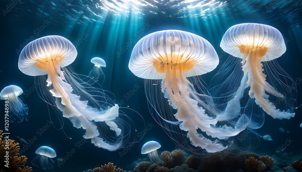 Naklejka premium jelly fish in the aquarium