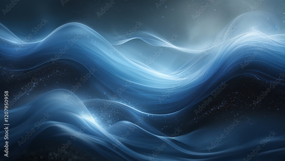 Abstract blue wavy lines flowing across space background Abstract blue wavy lines flowing across space background