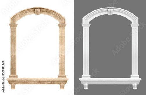 Set of classic arch window frames