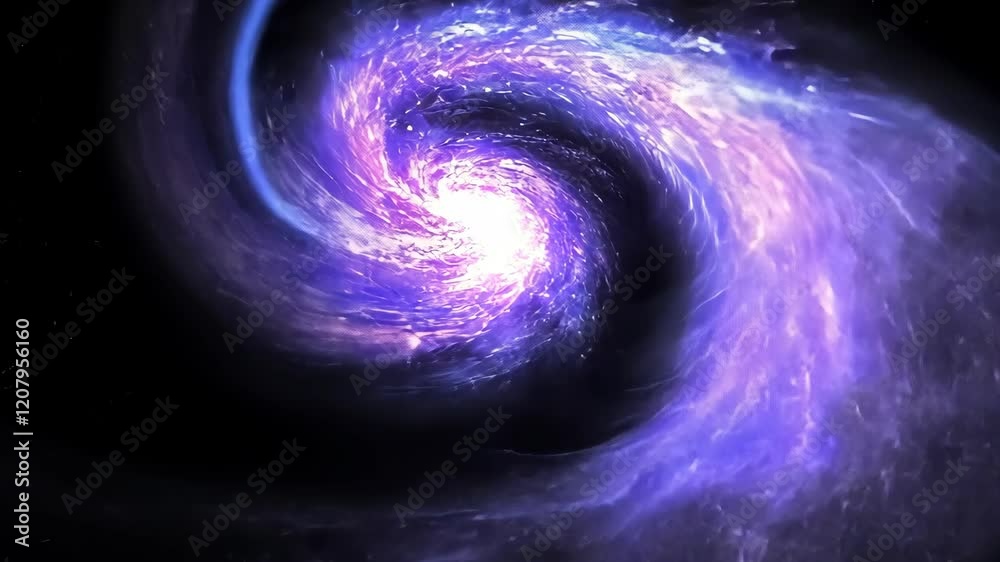 Swirling purple galaxy in deep space showcasing cosmic beauty and starlit phenomena