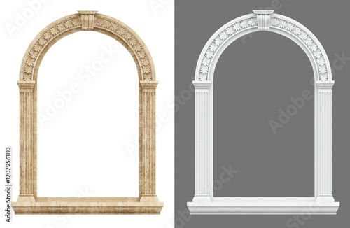 Set of classic arch window frames