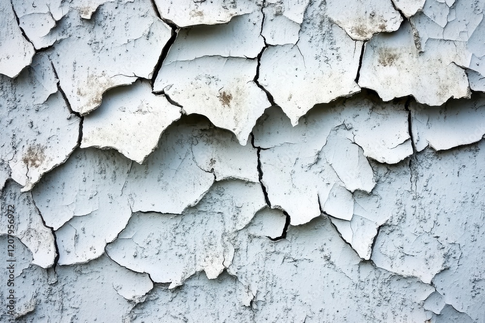 Close-up of cracked and peeling white paint texture on rustic wall surface Close-up of cracked and peeling white paint texture on rustic wall surface