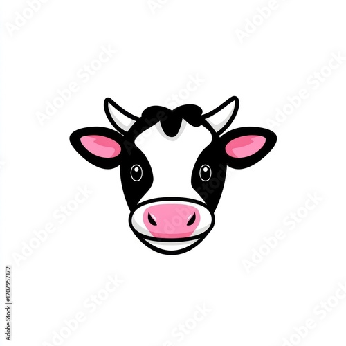 Wallpaper Mural Cartoon cow head with black and white pattern, pink ears and nose, isolated for animal theme Torontodigital.ca