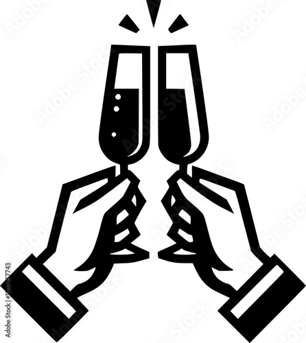 Elegant Champagne Toast Illustration for Celebration and Party Designs