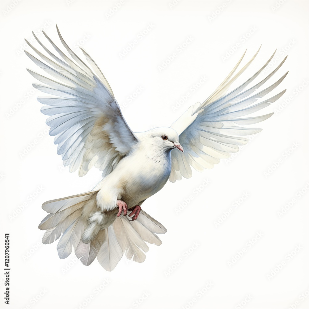 Fototapeta premium White Dove clipart. Creative Generative Watercolor illustration. Detailed illustration