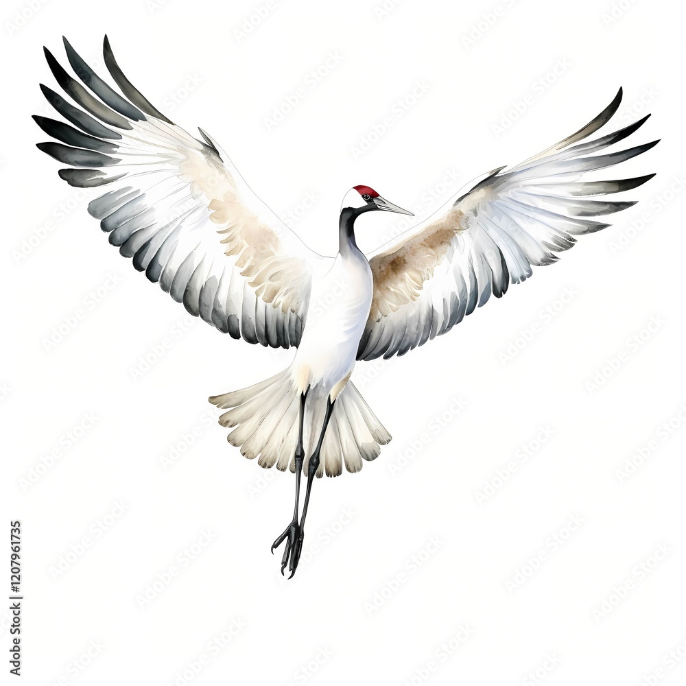 Obraz premium Whooping Crane clipart. Watercolor illustration. Watercolor-Style Digital Design illustration