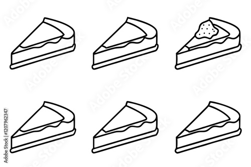 Cheesecake Slice Line Art Elegant Vector Set photo