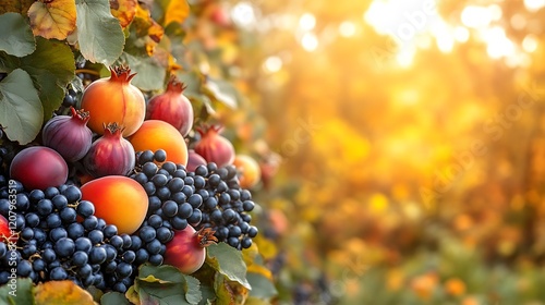 Autumn Harvest Abundance Of Fruits And Grapes photo