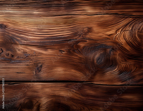 rustic brown wood texture with rich and darkened grain for natural look photo