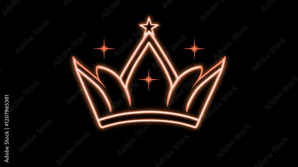 Neon Crown Design Regal, Glowing, Starry Icon Neon Crown Design Regal, Glowing, Starry Icon