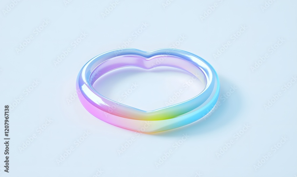 Naklejka premium Rainbow heart ring studio shot, pastel background, jewelry advertising