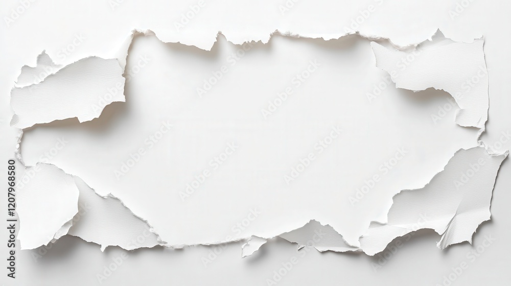 White Paper Ripped Frame Blank Space White Paper Ripped Frame Blank Space