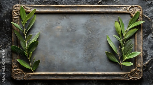 Ornate Frame Adorned With Lush Green Olive Branches