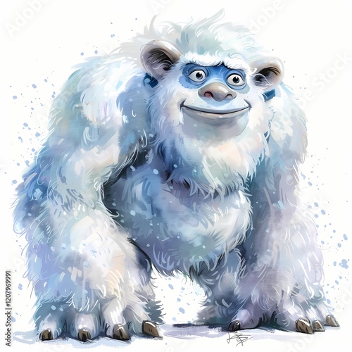 Yeti clipart. Watercolor illustration. Watercolor-Style Digital Design illustration photo