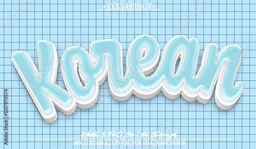 Korean Vector Text Effect Editable Alphabet Blue Japanese Manga Anime Kawai