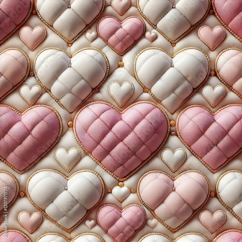 Crafting elegance quilted heart shapes on velvet fabric interior design inspiration pink and white aesthetic textiles and patterns artistic perspective heartfelt creation