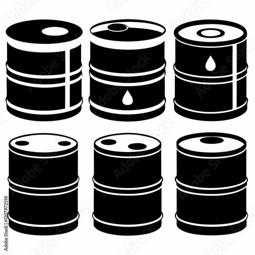 oil barrel silhouette icon set design