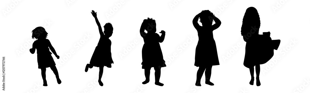 Little child vector Black and White set. Little child vector Black and White set.
