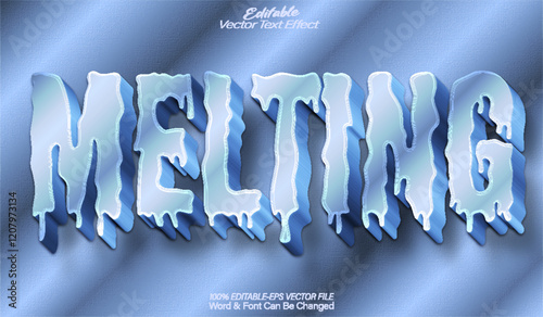 Melting  Vector Text Effect Editable Alphabet Cold Frozen Blue Ice