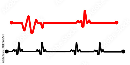 Two heartbeat lines in red and black