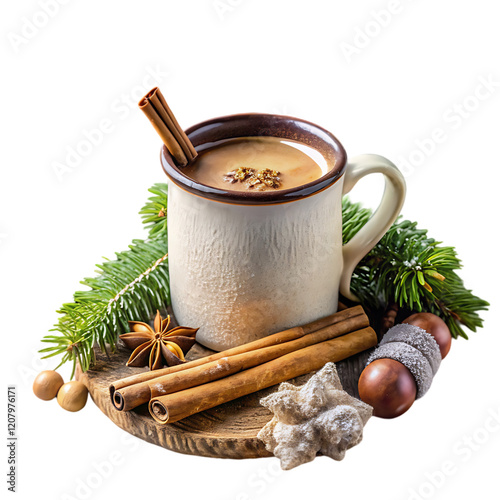 Warm Winter Spiced Hot Chocolate Drink Mug Cozy Festive Cup Star Food Anise Cocoa Sweet   