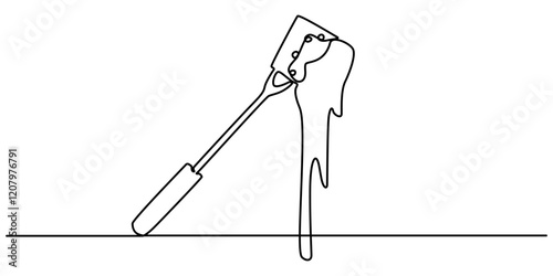 Fork cheese fondue icon, cheese fork continuous one line drawing, Cheese Continuous Line Art Illustration, Long fork is a tool to help eat food. Stay warm when the weather gets cold. National Cheese.