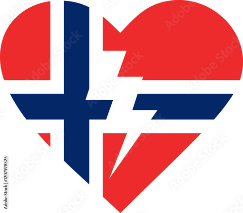 Norway broken heart flag icon
