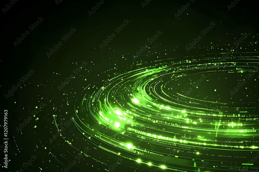 Abstract Green Energy Glowing Circles Background Abstract Green Energy Glowing Circles Background