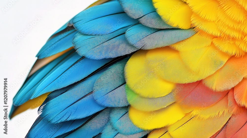 Fototapeta premium Vibrant Budgerigar Feathers Isolated on White Background