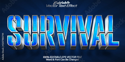 Survival Vector Text Effect Editable Alphabet Blue